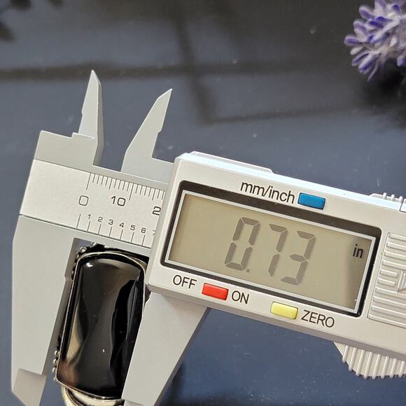 Black Stone Statement Ring, Sterling Silver Ring, 1.27 Inch Stone, Size 7.25 - Picture 8 of 9